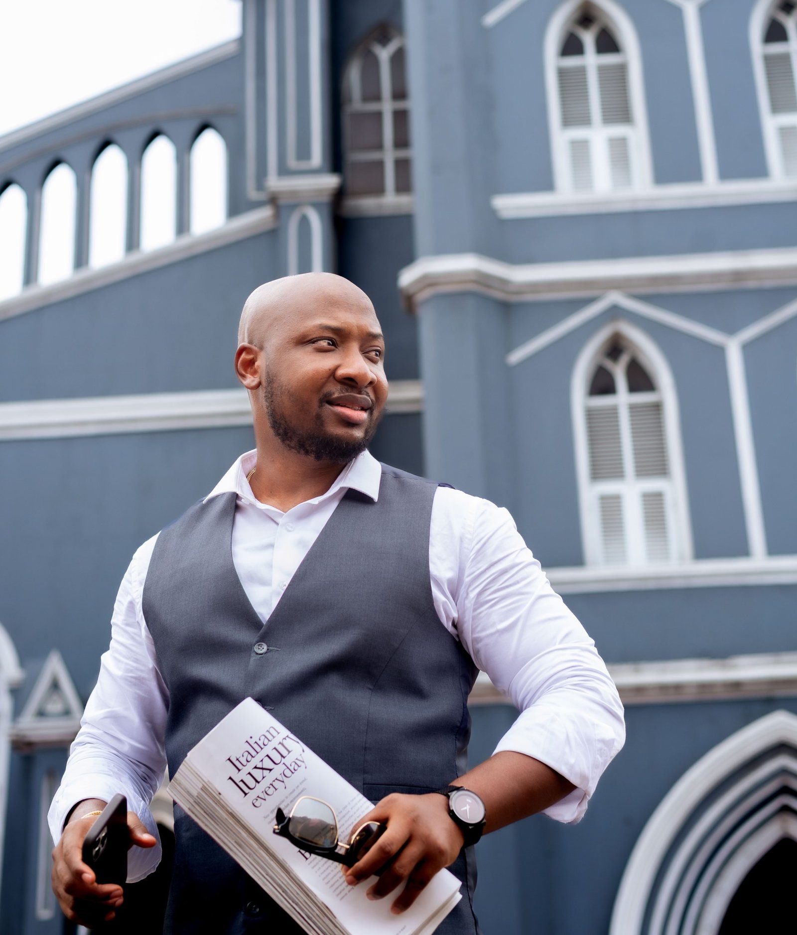 Arc. Olusegun Ibitoye in front of Cathedral Church of Christ Marina