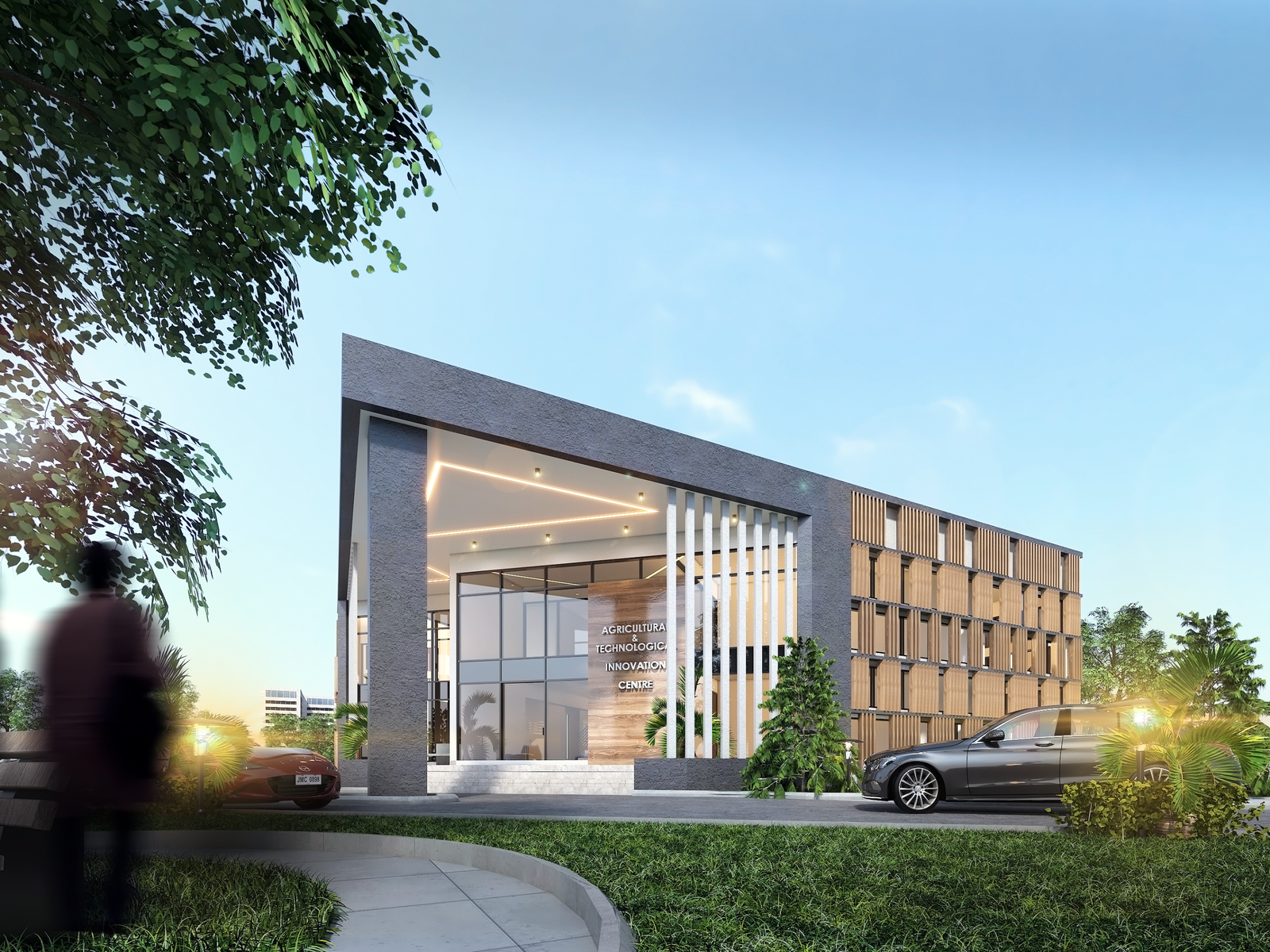 Modern commercial building in Lagos with glass entrance and sleek design.